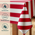 3" Cabana Stripe, Red & White Square Tablecloths