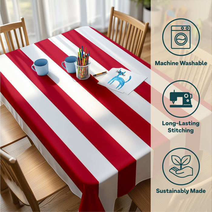 3" Cabana Stripe, Red & White Square Tablecloths
