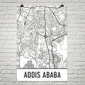Addis Ababa Ethiopia Street Map Poster White