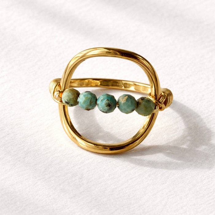 African Turquoise Wire Wrapped Ring