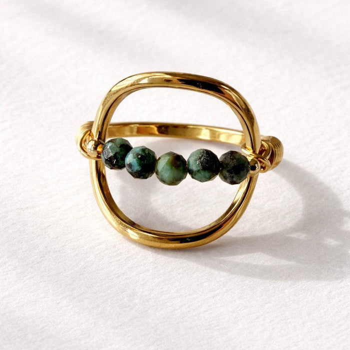 African Turquoise Wire Wrapped Ring