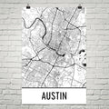 Austin Texas Street Map Poster White