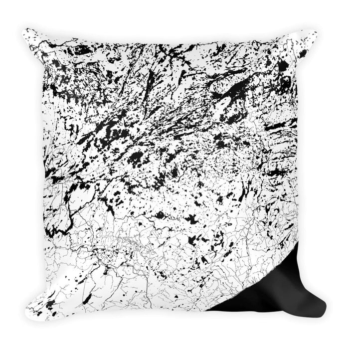 Boundary Waters black and white throw pillow with city map print 18x18