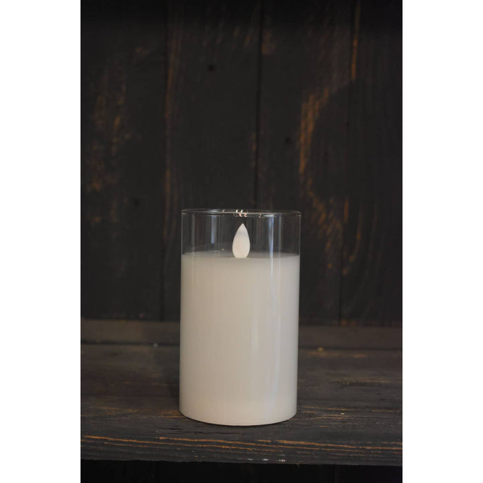 Clear Glass Cylinder Moving Flame Led Candle ~ 3"x4"