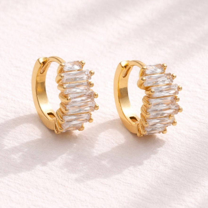 CZ Baguette Huggie Hoop Earrings