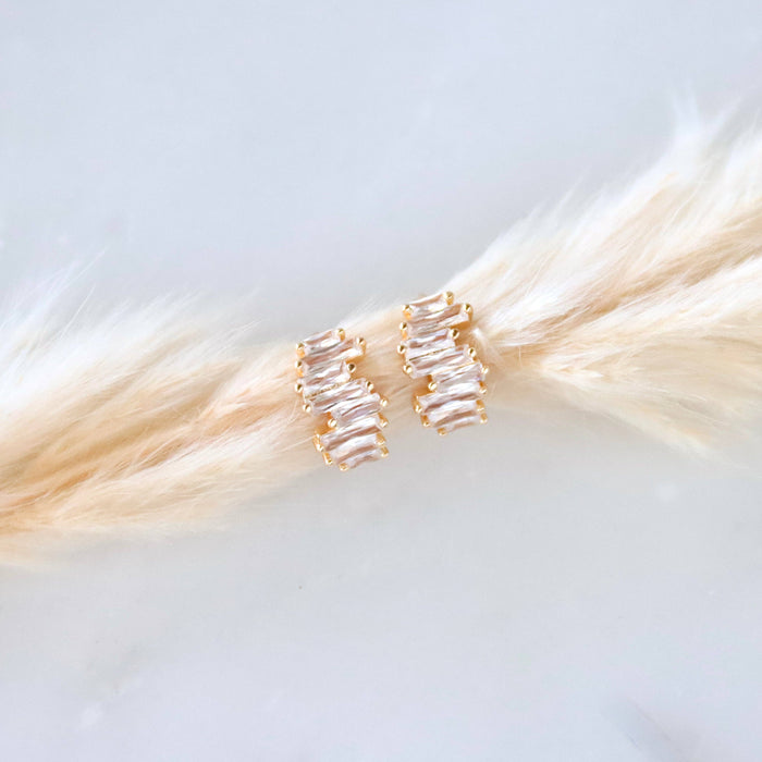 CZ Baguette Huggie Hoop Earrings