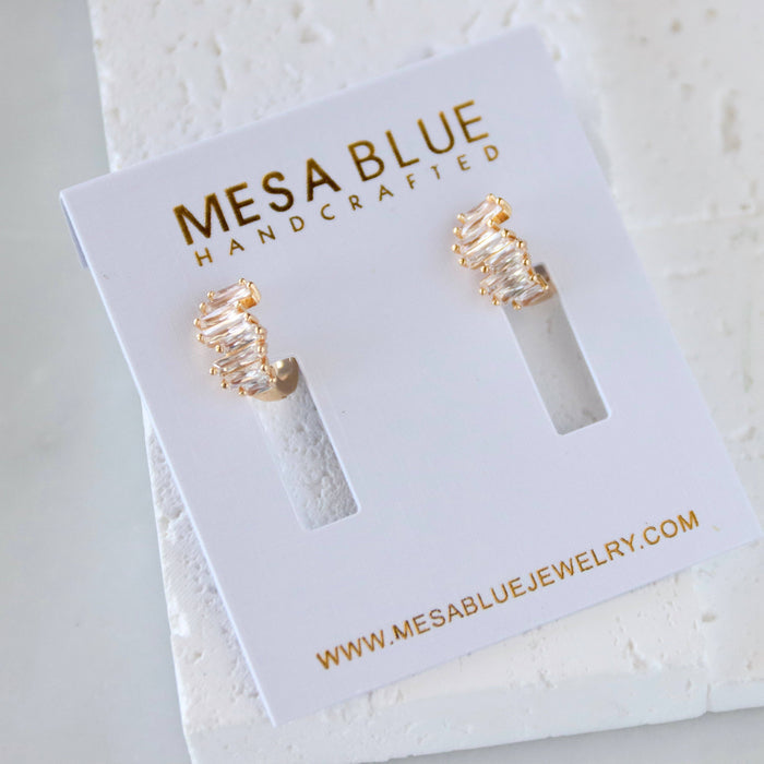 CZ Baguette Huggie Hoop Earrings
