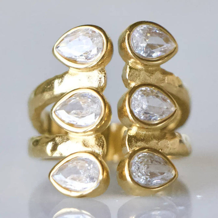 CZ Droplet Cuff Ring - Waterproof
