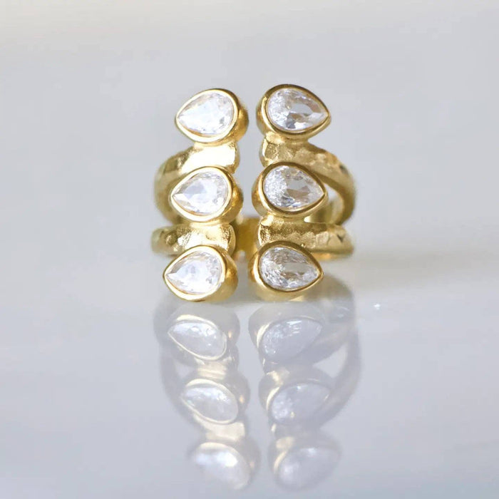 CZ Droplet Cuff Ring - Waterproof