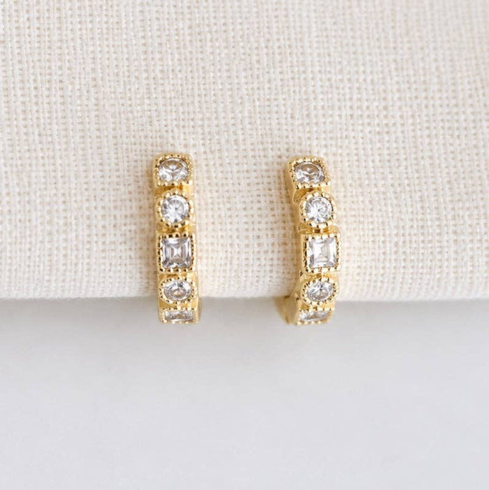 CZ Geometric Huggie Hoop Earrings