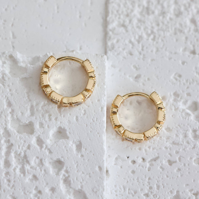 CZ Geometric Huggie Hoop Earrings