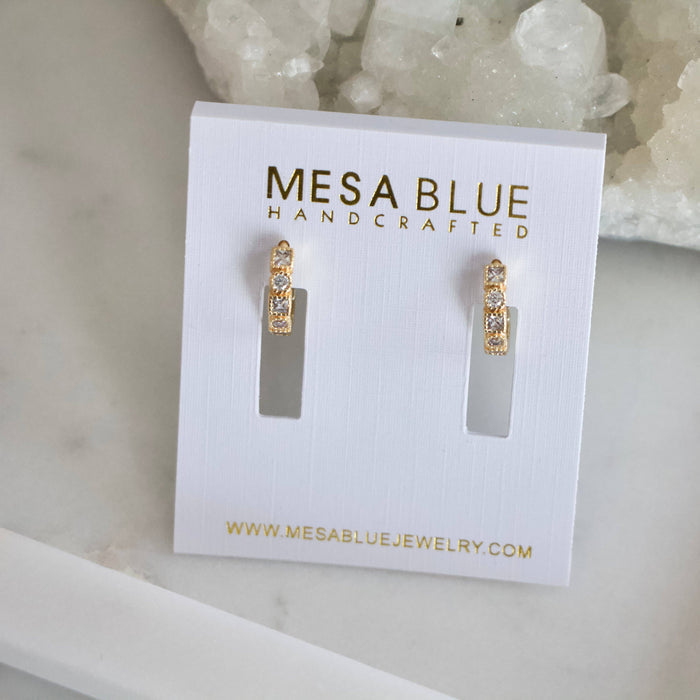 CZ Geometric Huggie Hoop Earrings