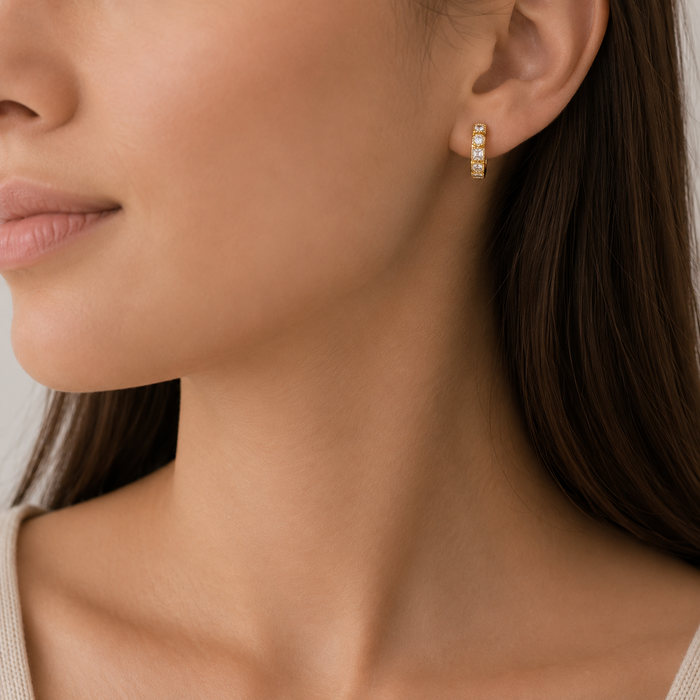 CZ Geometric Huggie Hoop Earrings