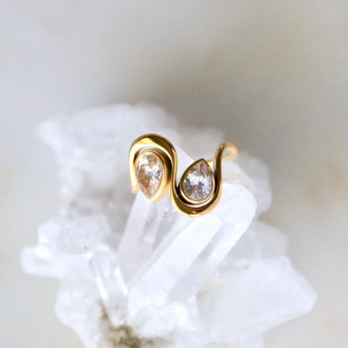 CZ Pear Wave Ring