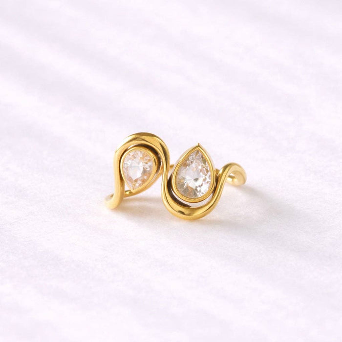 CZ Pear Wave Ring