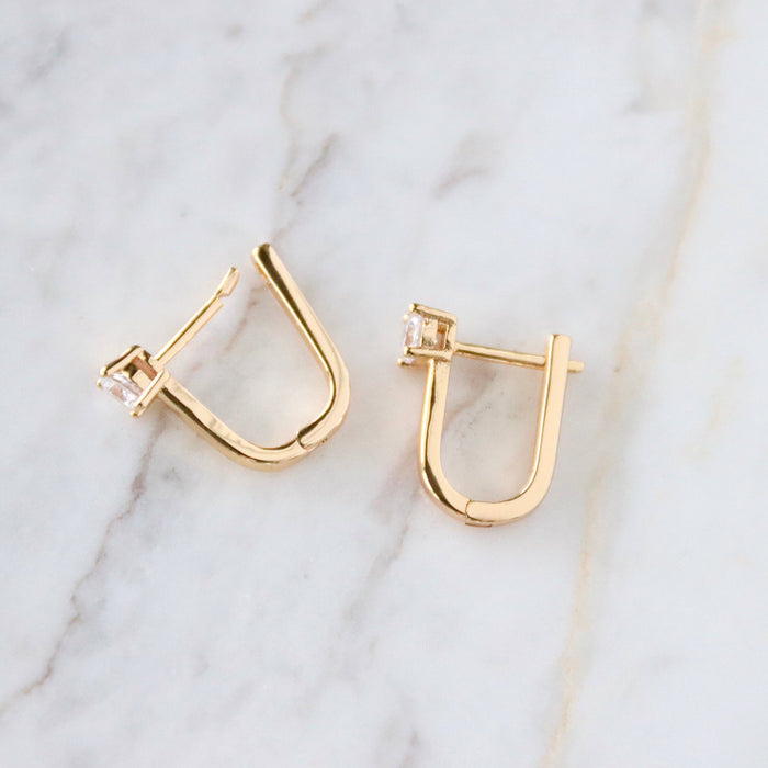 CZ U Huggie Hoop Earrings