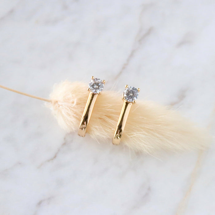 CZ U Huggie Hoop Earrings