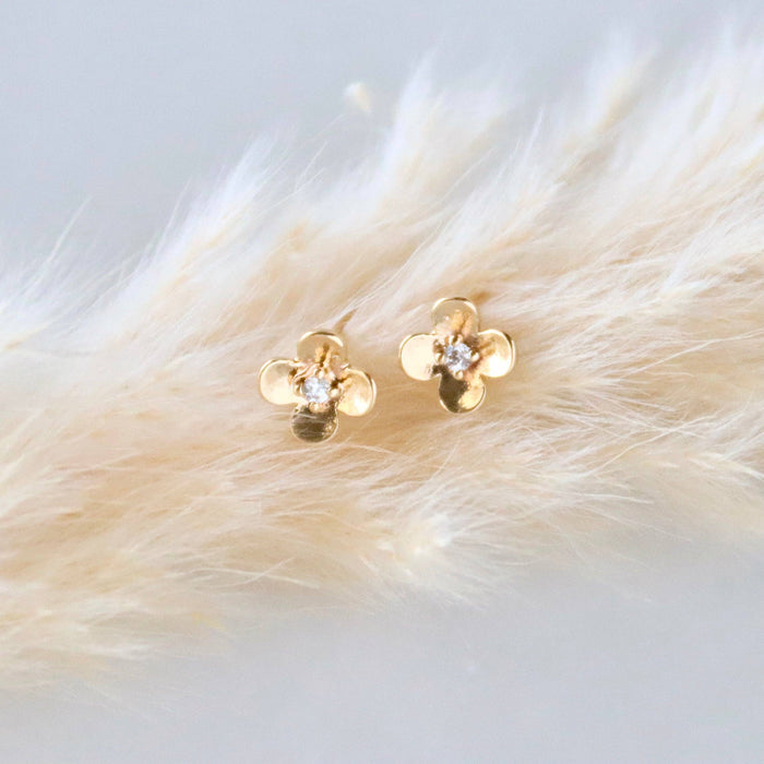 Dainty CZ Flower Earrings