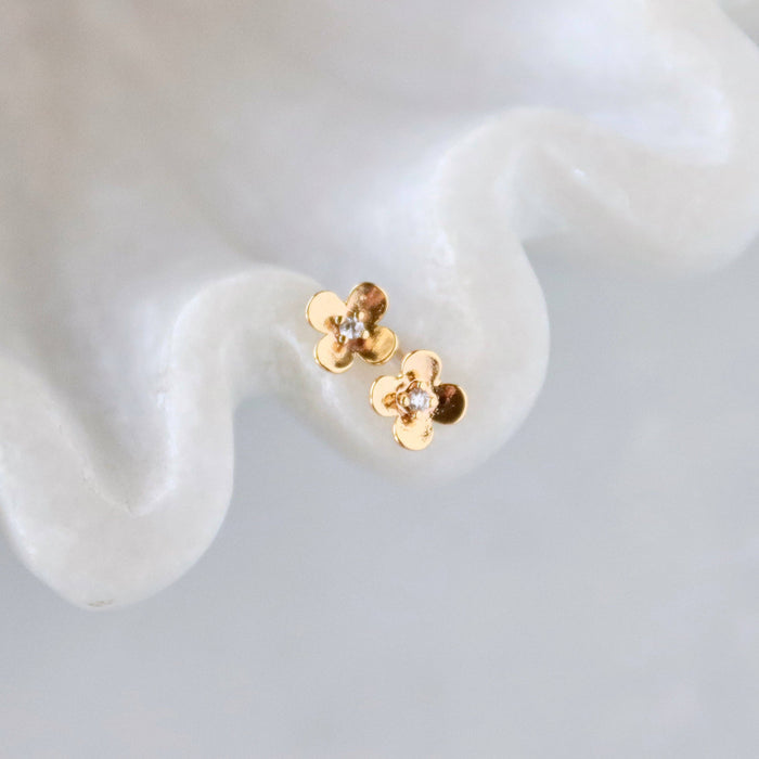 Dainty CZ Flower Earrings