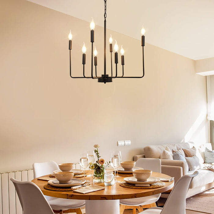 Depuley Black Farmhouse Candle Chandelier Lighting, 8-Light Classic Iron Ceiling Light Fixture Hanging, Industrial Flush Mount Pendant Lamp - WS-FND70-40B 2 | Depuley