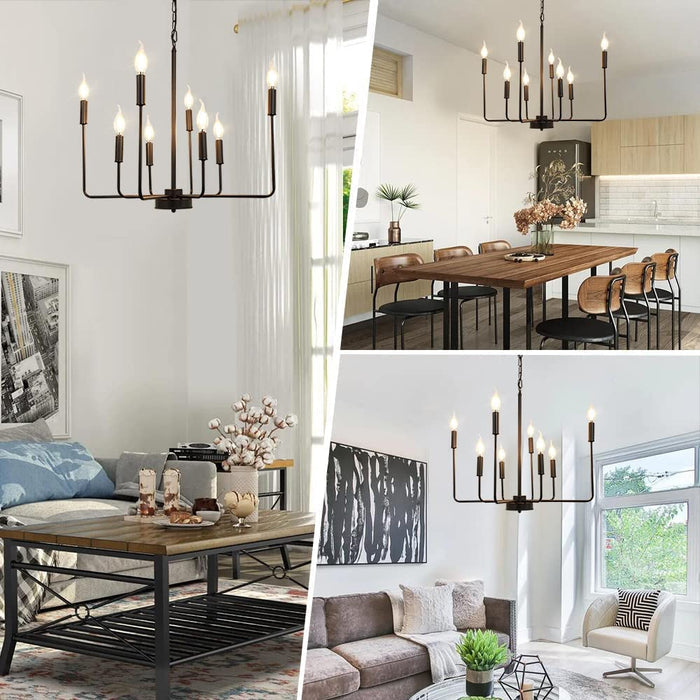 Depuley Black Farmhouse Candle Chandelier Lighting, 8-Light Classic Iron Ceiling Light Fixture Hanging, Industrial Flush Mount Pendant Lamp - WS-FND70-40B 5 | Depuley