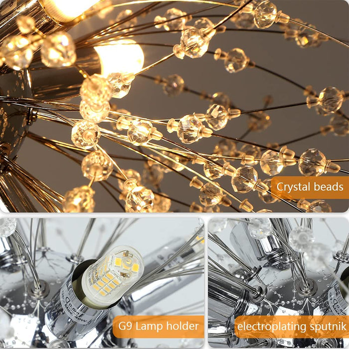 Depuley Chandeliers Crystal Pendant Light Fixture, Modern Chrome Dandelion Hanging Light , 8 / 9 / 12 Lights Firework Chandelier Lighting for Living Room, Dining Room, Kitchen Island, Hallway, G9 Bulbs - WS-FND83-40B 11 | Depuley