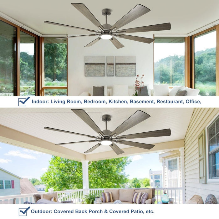 Depuley Large Ceiling Fan with Lights, 72" DC Reversible Ceiling Fan with Light LED, 8 Plywood Blades 5 Speed, Modern Industrial Ceiling Fans Indoor for Living Room, Color Changeable 3000K-6000K, Gray - WS-FPZ45-18C-GR 6 | DEPULEY