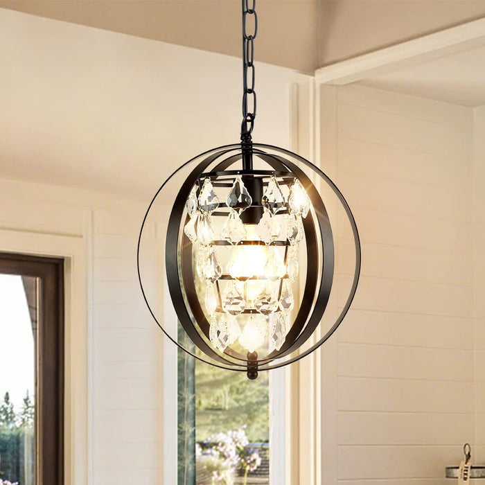 DLLT Ceiling Pendant Light Fitting, Globe Crystal Chandeliers Ceiling Lights, Vintage Hanging Ceiling Lights, Adjustable Pendant Pendant Lighting for Kitchen Island Dining Room Living Room Bedroom - WSCDD18-B 7 | Depuley