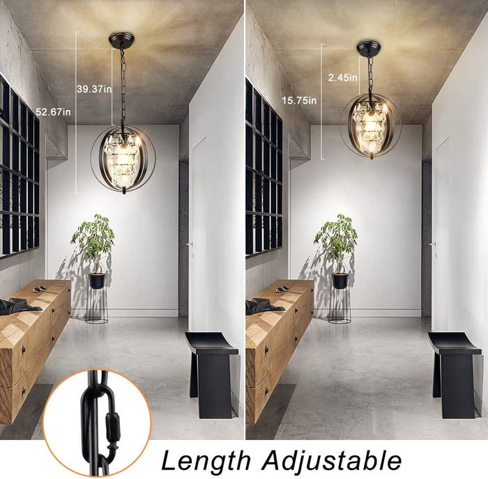 DLLT Ceiling Pendant Light Fitting, Globe Crystal Chandeliers Ceiling Lights, Vintage Hanging Ceiling Lights, Adjustable Pendant Pendant Lighting for Kitchen Island Dining Room Living Room Bedroom - WSCDD18-B 4 | Depuley