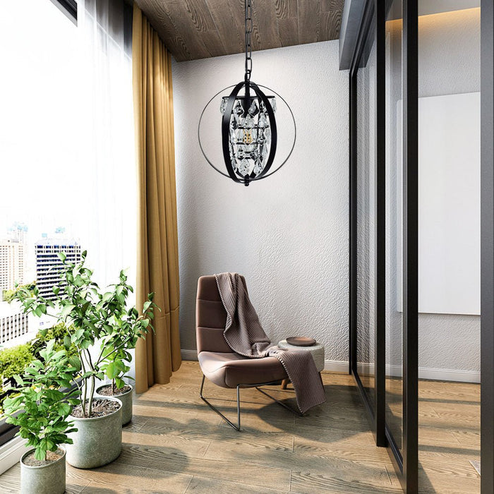 DLLT Ceiling Pendant Light Fitting, Globe Crystal Chandeliers Ceiling Lights, Vintage Hanging Ceiling Lights, Adjustable Pendant Pendant Lighting for Kitchen Island Dining Room Living Room Bedroom - WSCDD18-B 11 | Depuley
