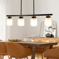 DLLT Kitchen Island Pendant Light Fixture, 4 Lights Metal Farmhouse Chandeliers, Vintage Flush Mount Ceiling Hanging Lighting with Glass Shade for Dining Room, Foyer, Restaurant, Bar - WSCDD24-B4 1 | Depuley