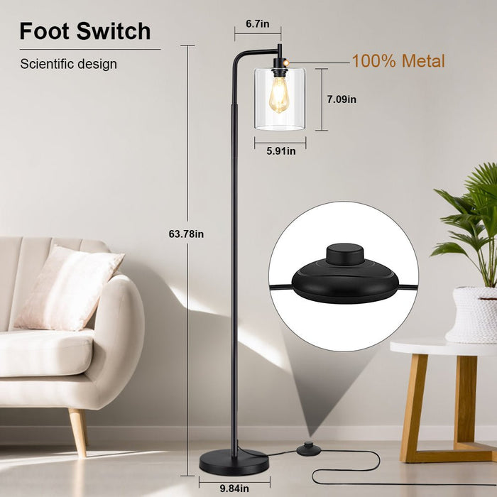 DLLT LED Floor Lamp, Modern Standing Lamp with Hanging Glass Shade, Eye-Care Metal Reading Floor Light, Industrial Warm White Floor Lamps for Living Room Bedroom Office (Bulb Included) - WSFLL005 6 | Depuley