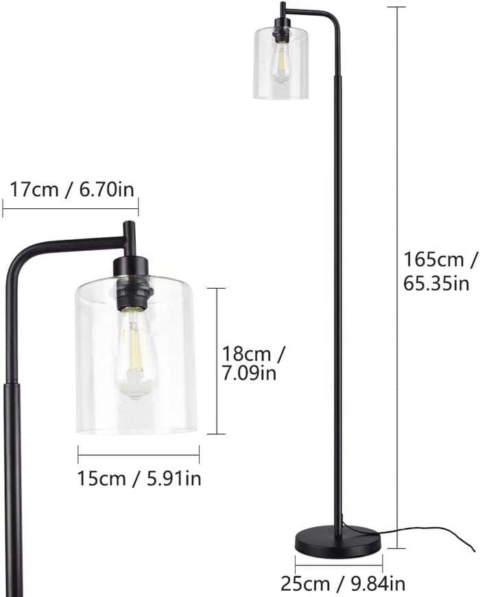DLLT LED Floor Lamp, Modern Standing Lamp with Hanging Glass Shade, Eye-Care Metal Reading Floor Light, Industrial Warm White Floor Lamps for Living Room Bedroom Office (Bulb Included) - WSFLL005 8 | Depuley