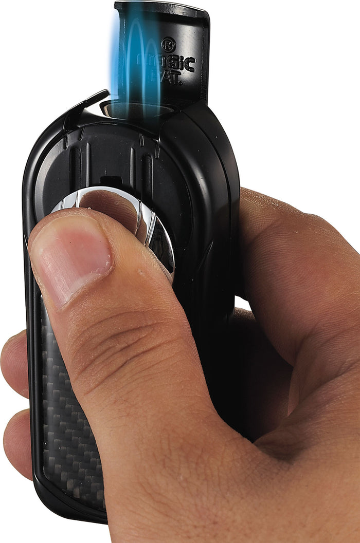 Dobrev 3 Triple Torch Cigar Lighter - Black and Carbon Fiber