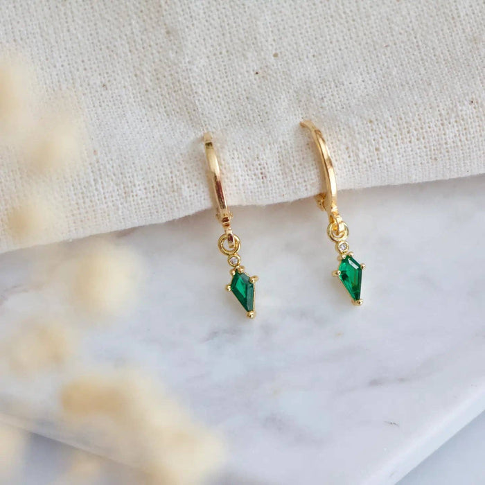 Emerald Huggie Earrings