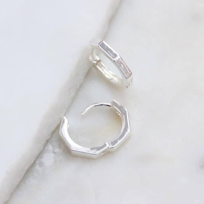 Gold Hexagon Huggie Earrings
