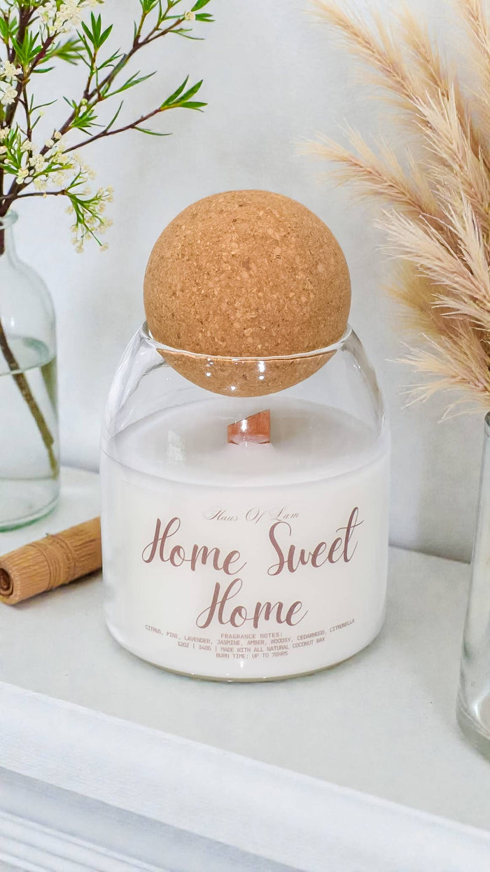Home Sweet Home Scented Candle ~ Wood Wick