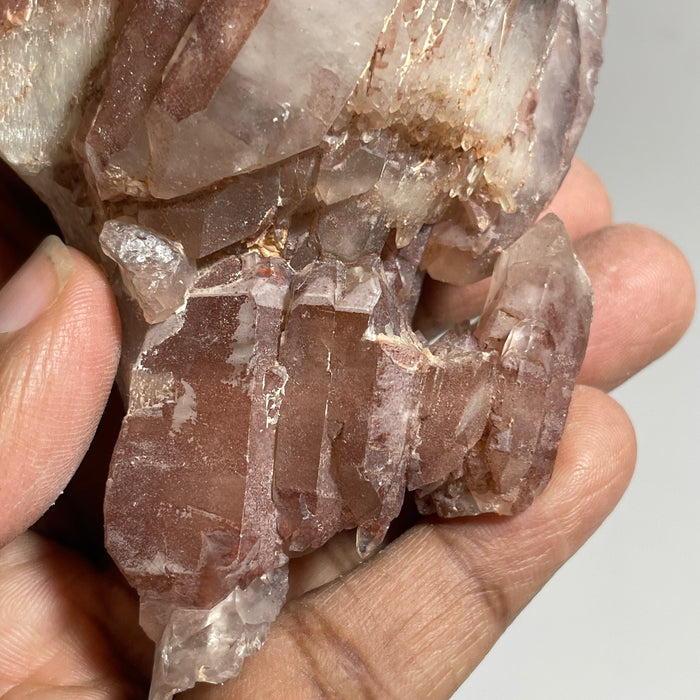 Ishuko Red Phantom Quartz Cluster, Hematite included Quartz from the Northern Province of Zambia