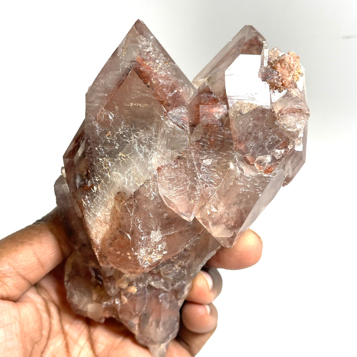 Ishuko Red Phantom Quartz Cluster, Hematite included Quartz from the Northern Province of Zambia