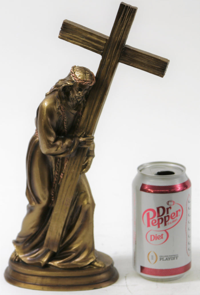 Jesus carries his cross to the mountain of Calvary Cold Cast Hand Made Decor