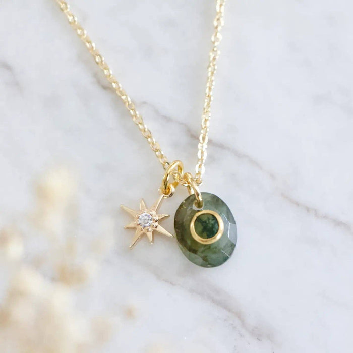 Labradorite Agate Stone and Star Necklace
