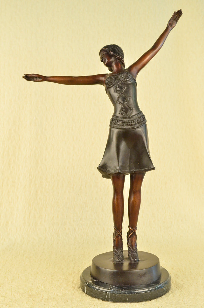 Large Gypsy Dancer by Chiparus Hot Cast Bronze Sculpture Marble Base Statue Art