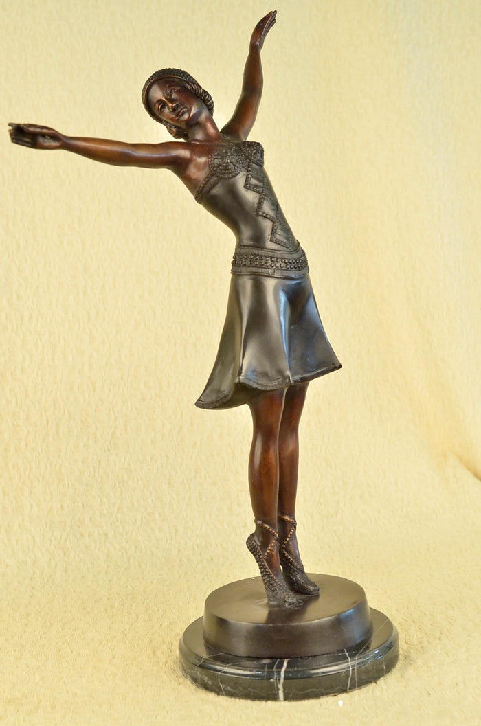 Large Gypsy Dancer by Chiparus Hot Cast Bronze Sculpture Marble Base Statue Art