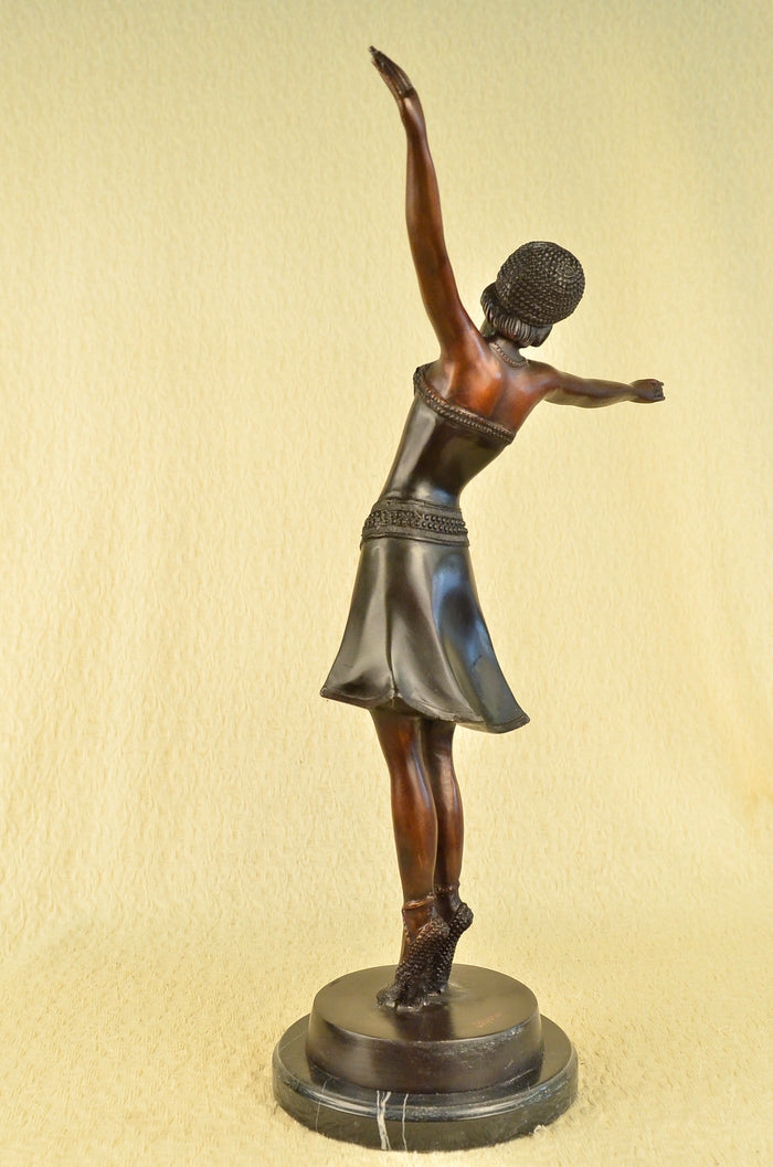 Large Gypsy Dancer by Chiparus Hot Cast Bronze Sculpture Marble Base Statue Art