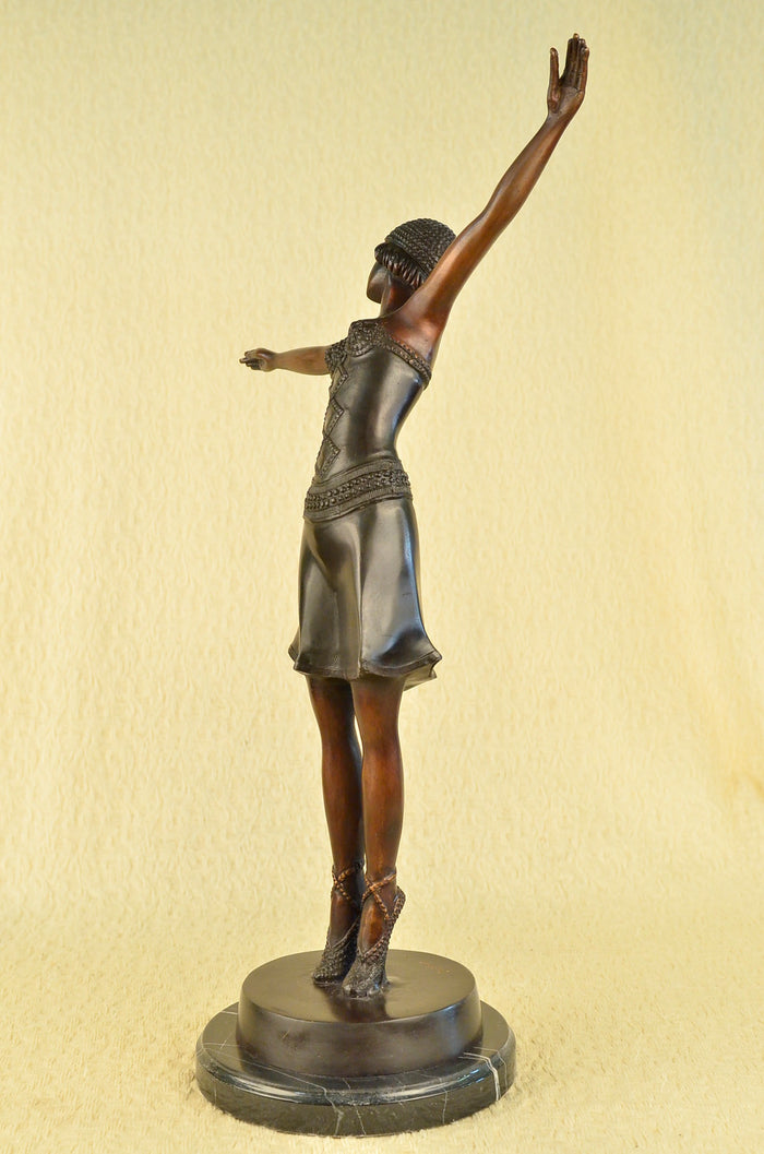 Large Gypsy Dancer by Chiparus Hot Cast Bronze Sculpture Marble Base Statue Art