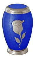 Large/Adult 200 Cubic Inch Blue Floral Rose Funeral Cremation Urn for Ashes