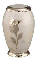 Large/Adult 220 Cubic Inch Brass Pearl White Funeral Cremation Urn for Ashes