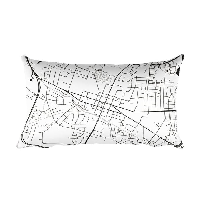 Leesburg black and white throw pillow with city map print 12x20
