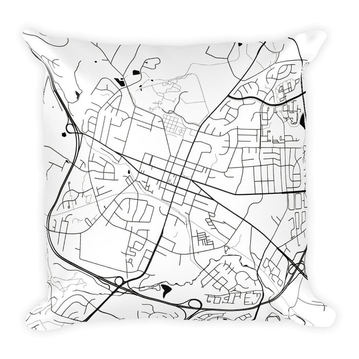 Leesburg black and white throw pillow with city map print 18x18