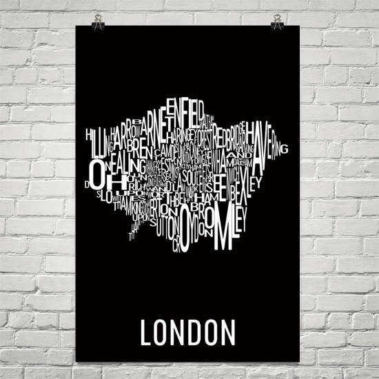 London Neighborhood Typography Prints – Modern Map Art